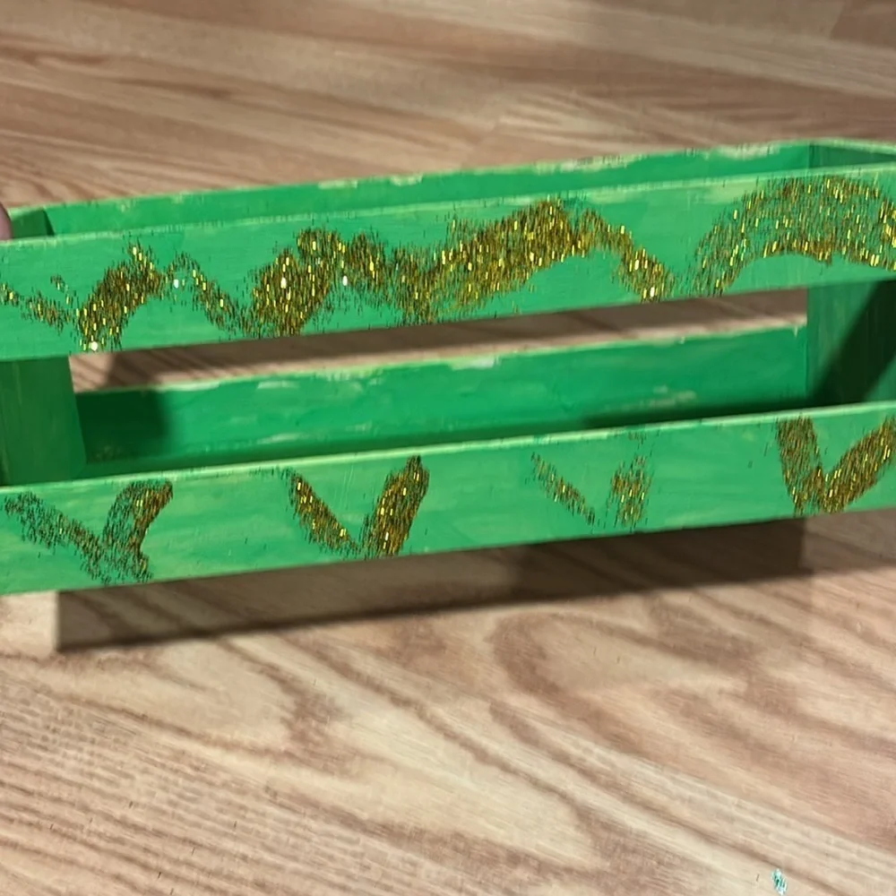 Wooden shelf to hold “animals” for adoption- party favors